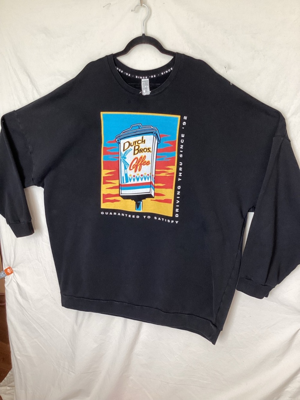 Dutch bros coffee guaranteed to satisfy  sweatshirt driving thru since 92